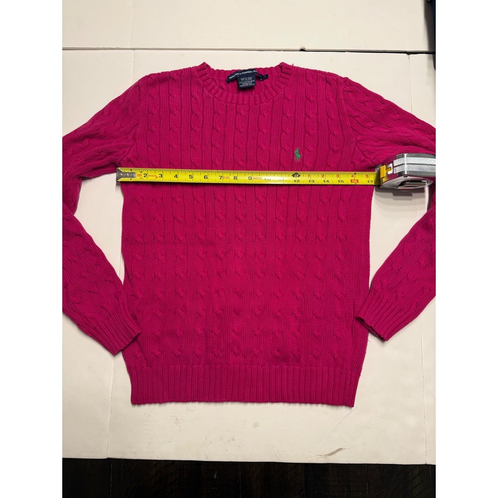 Ralph Lauren Sport Womens Pink Cable Knit Cotton Crew Neck Sweater Size L - Picture 6 of 7